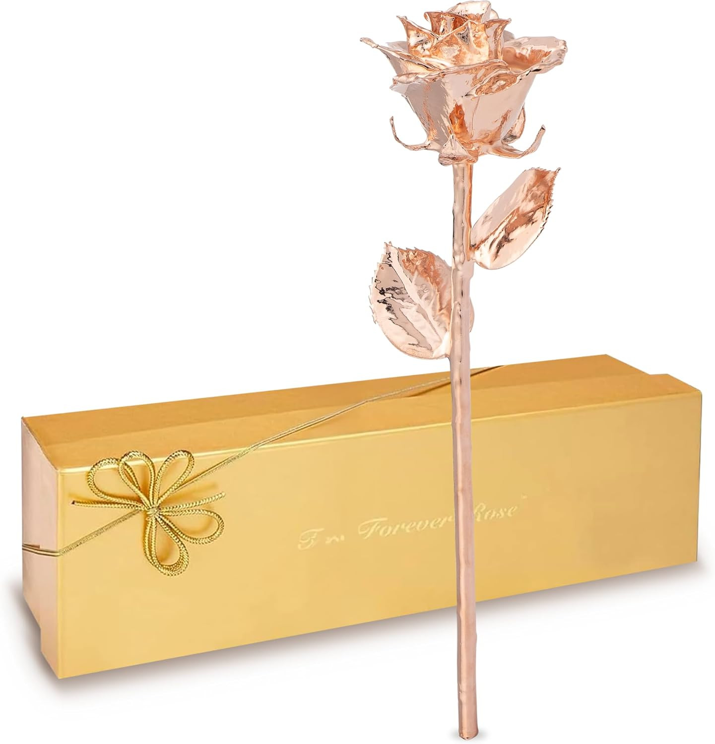 Real Rose Dipped in Rose Gold, Handcrafted Preserved Rose in Luxury Gold Gift Bo