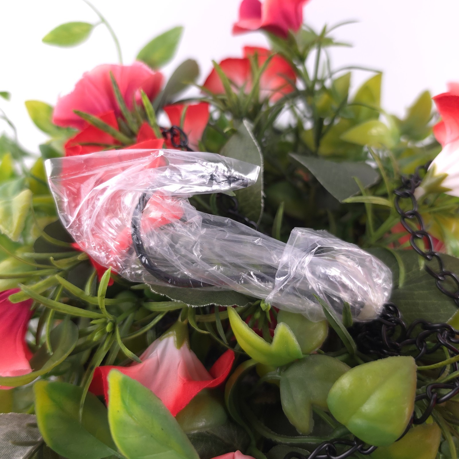 Garden Reflections 14″ Faux Morning Glory Hanging Basket Red