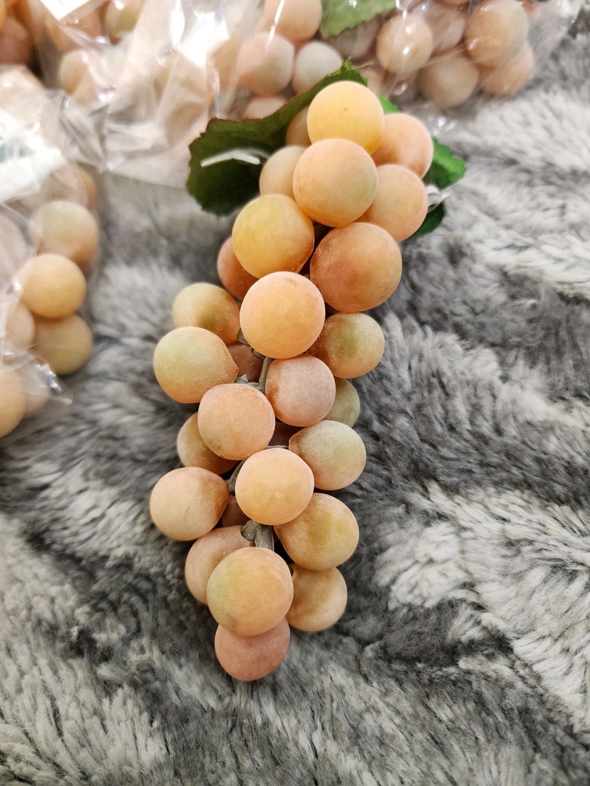 Grape Cluster Stems Faux Pink Grapes Fruit Craft Table Holiday Decor Set of 12