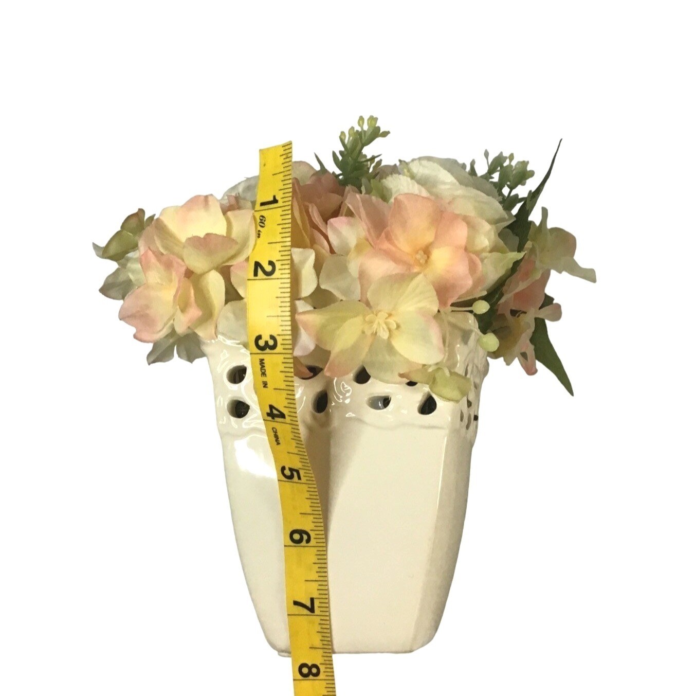 SET OF 2 ARTIFICIAL FLORAL ARRANGEMENT WITH CREAM FLOWERPOT