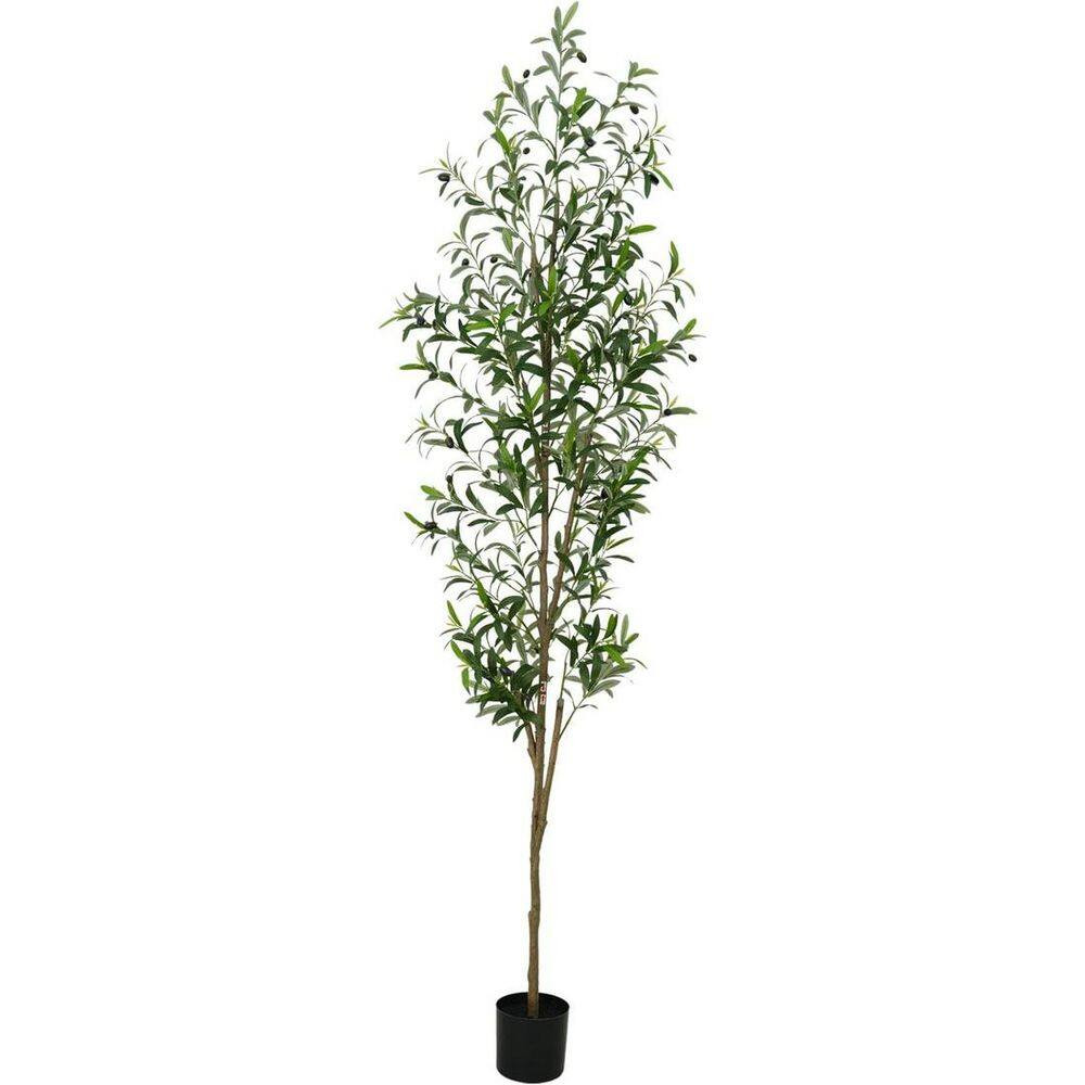 6 Ft. Artificial Olive Tree in Pot Lifelike Green Leaves Faux Fruit Adjustable B