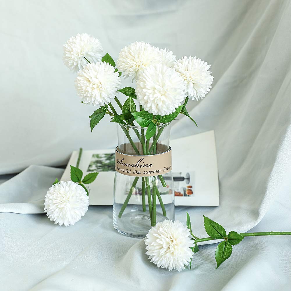 12pcs Artificial Chrysanthemum Ball Flowers Silk Hydrangea Bridal Wedding Bou…