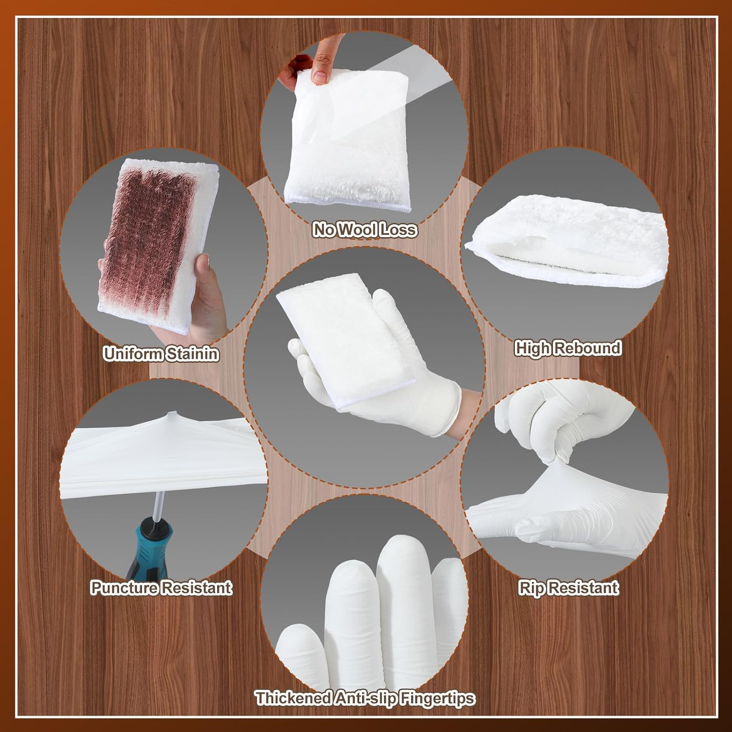 20 Pcs 5 X 4 in Faux Lambswool Stain Pad and 9 X 6 in Disposable Nitrile Gloves