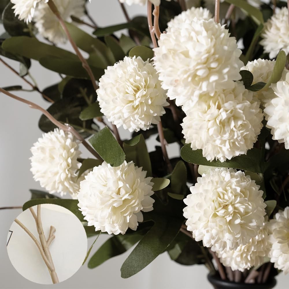 10pcs Long Stem Artificial Flowers with Eucalyptus for Vase,20″ Tall Fake Sil…