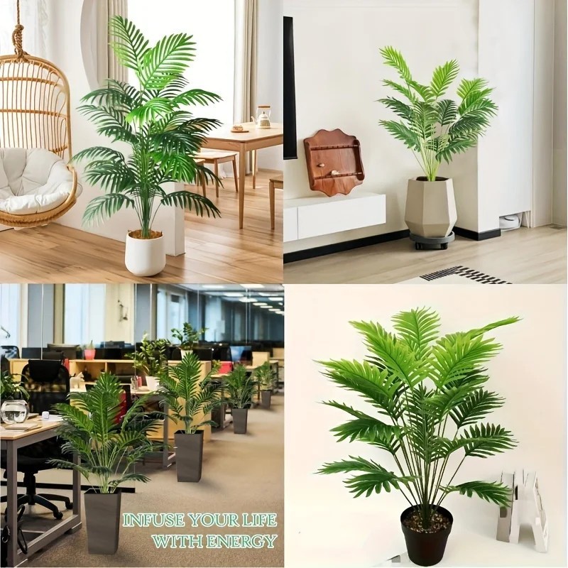 24 Leaves Artificial Areca Palm Tree Faux Potted Plant Home Indoor Outdoor Decor