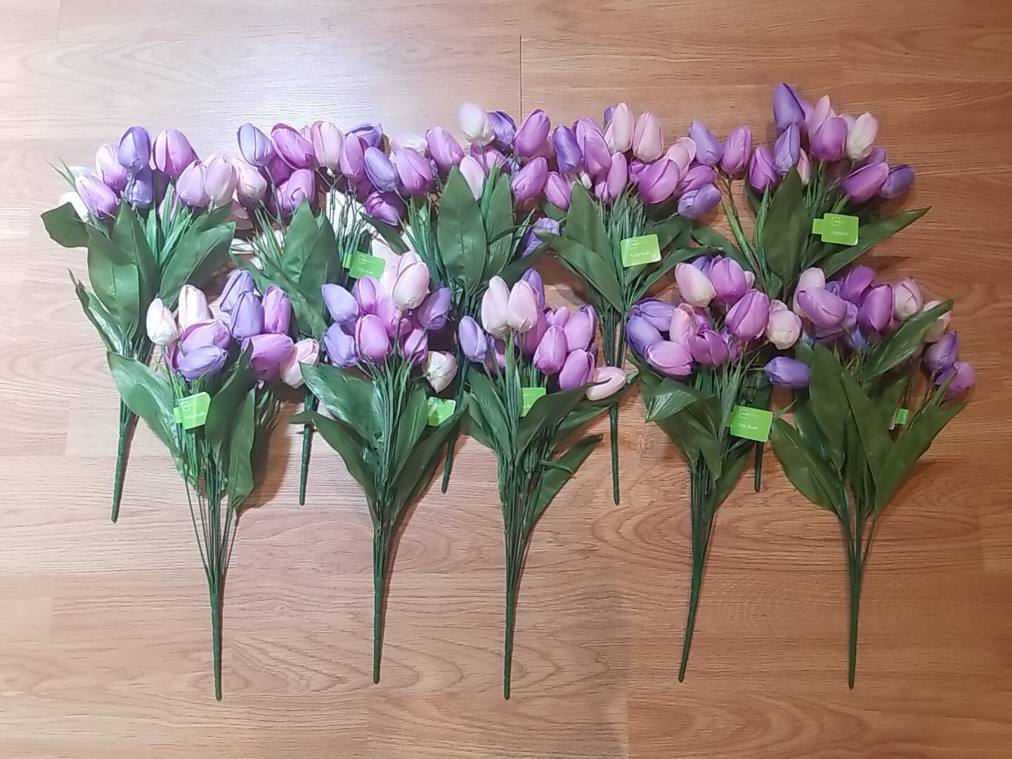 Mainstays 10 – 16 Bulb Artificial Tulip Flower Bushes In Pinks And Purples NEW