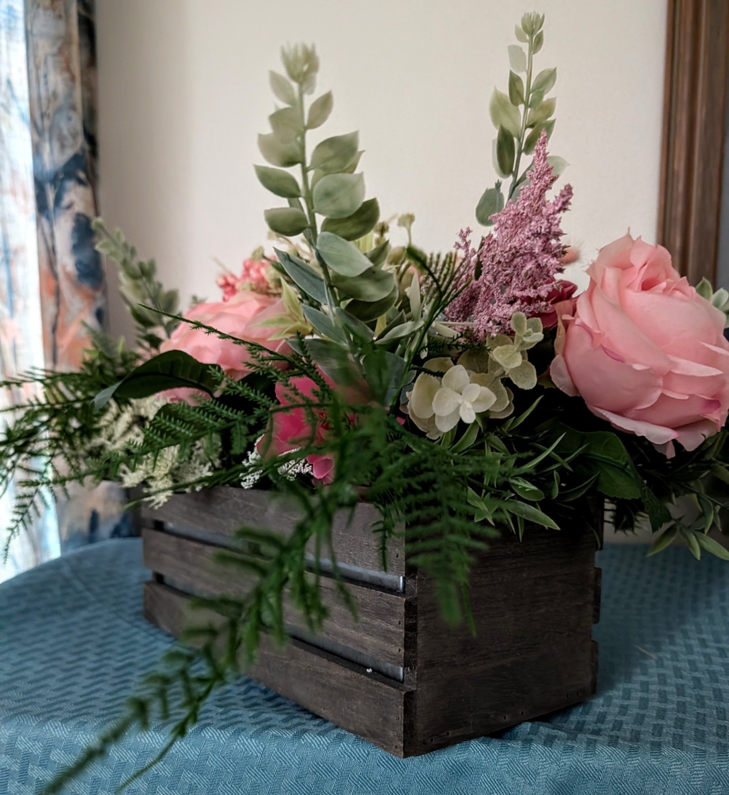 Large Rustic Peony Bouquet in Wood Crate – Country Charm