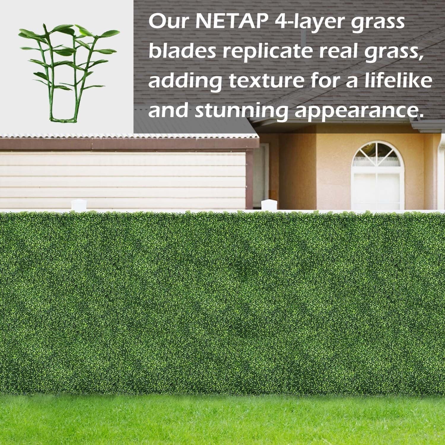Grass Wall Panels, 10″X 10″(12Pcs) 4-Layer Artificial Boxwood Faux Green Wall fo