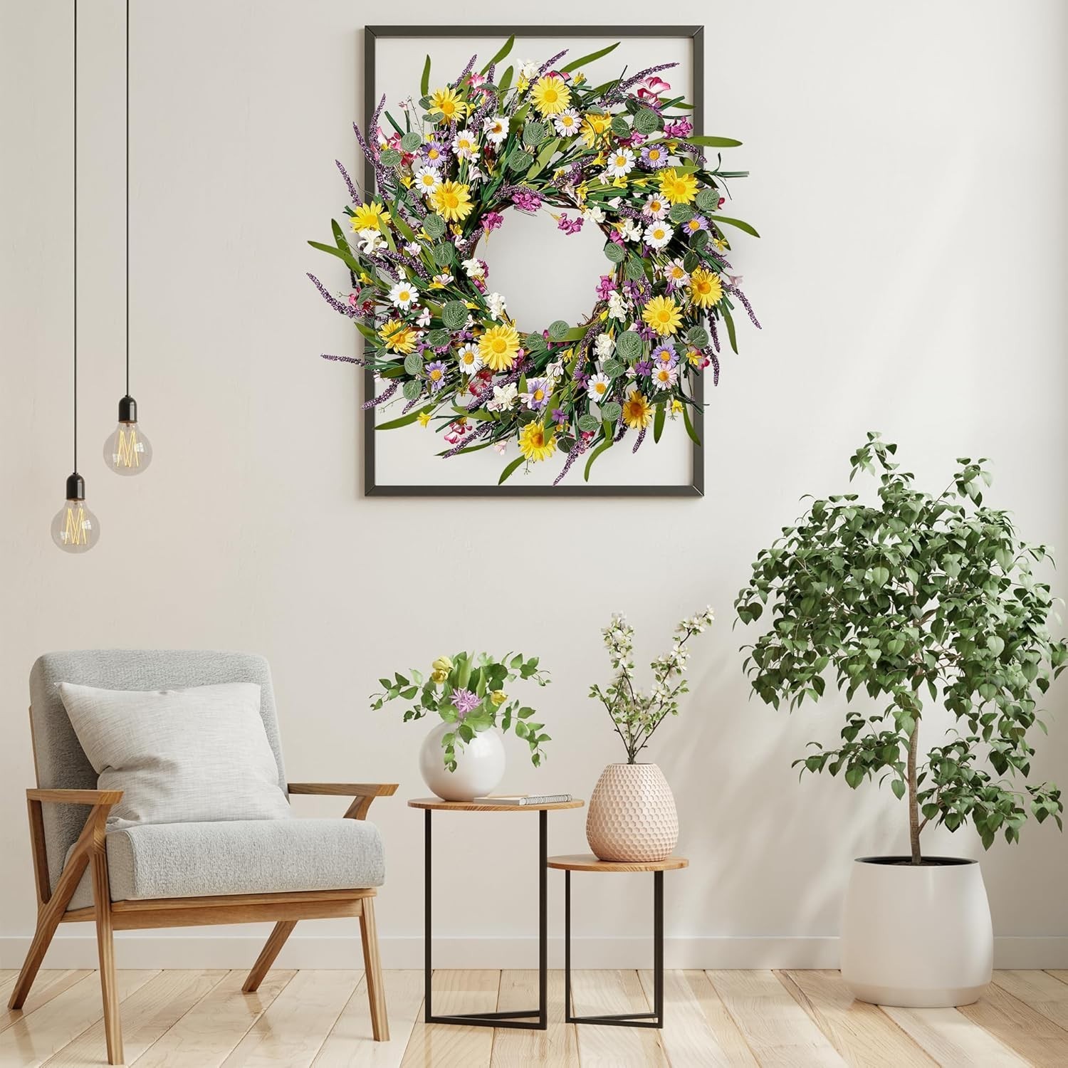 Handmade Wildflower Wreath 24” – Stunning Door and Wall Decor for All Seasons