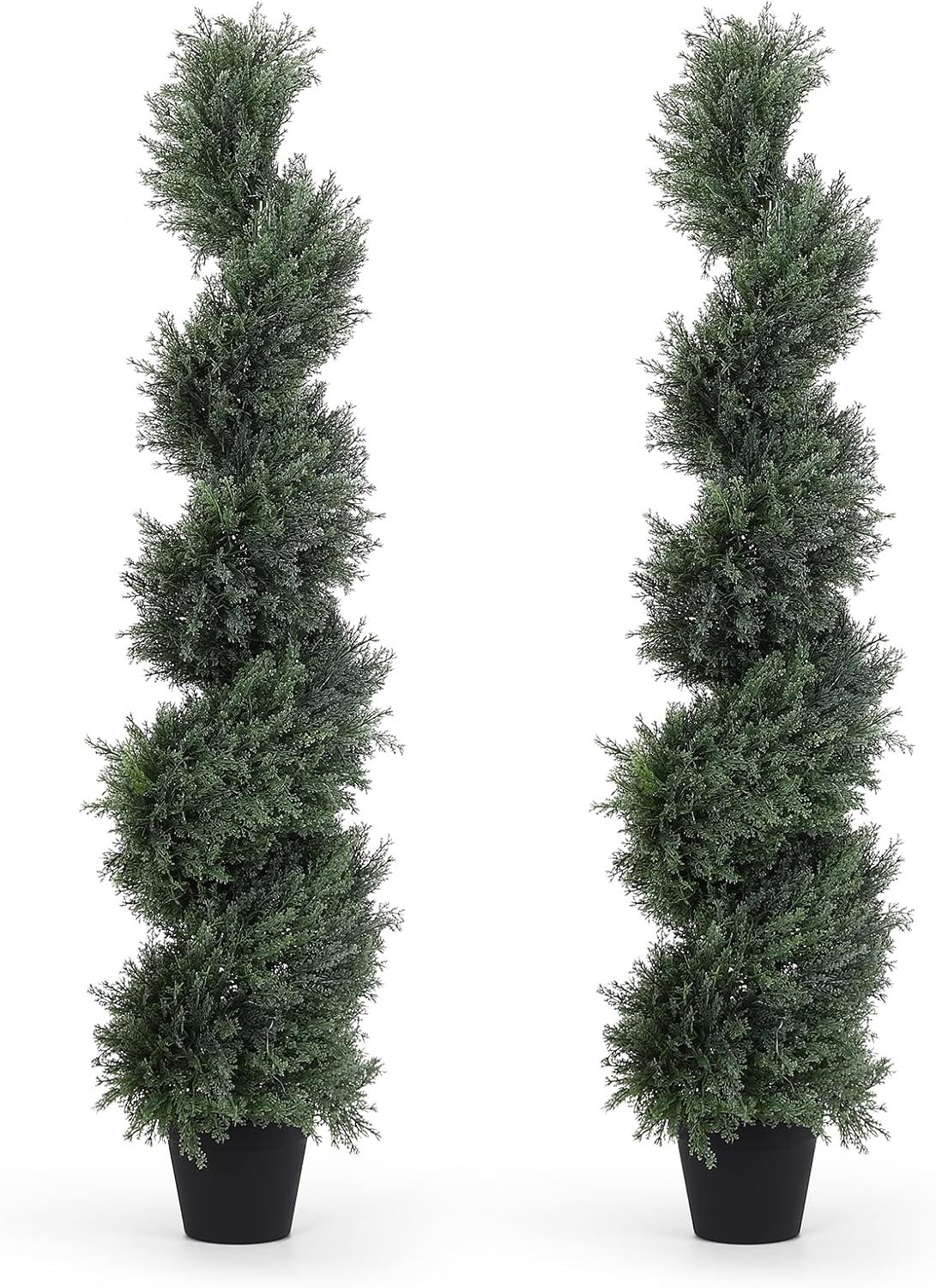 4ft Tall Spiral Artificial Topiary Trees Set of 2 48 inch Large Faux Cedar Trees