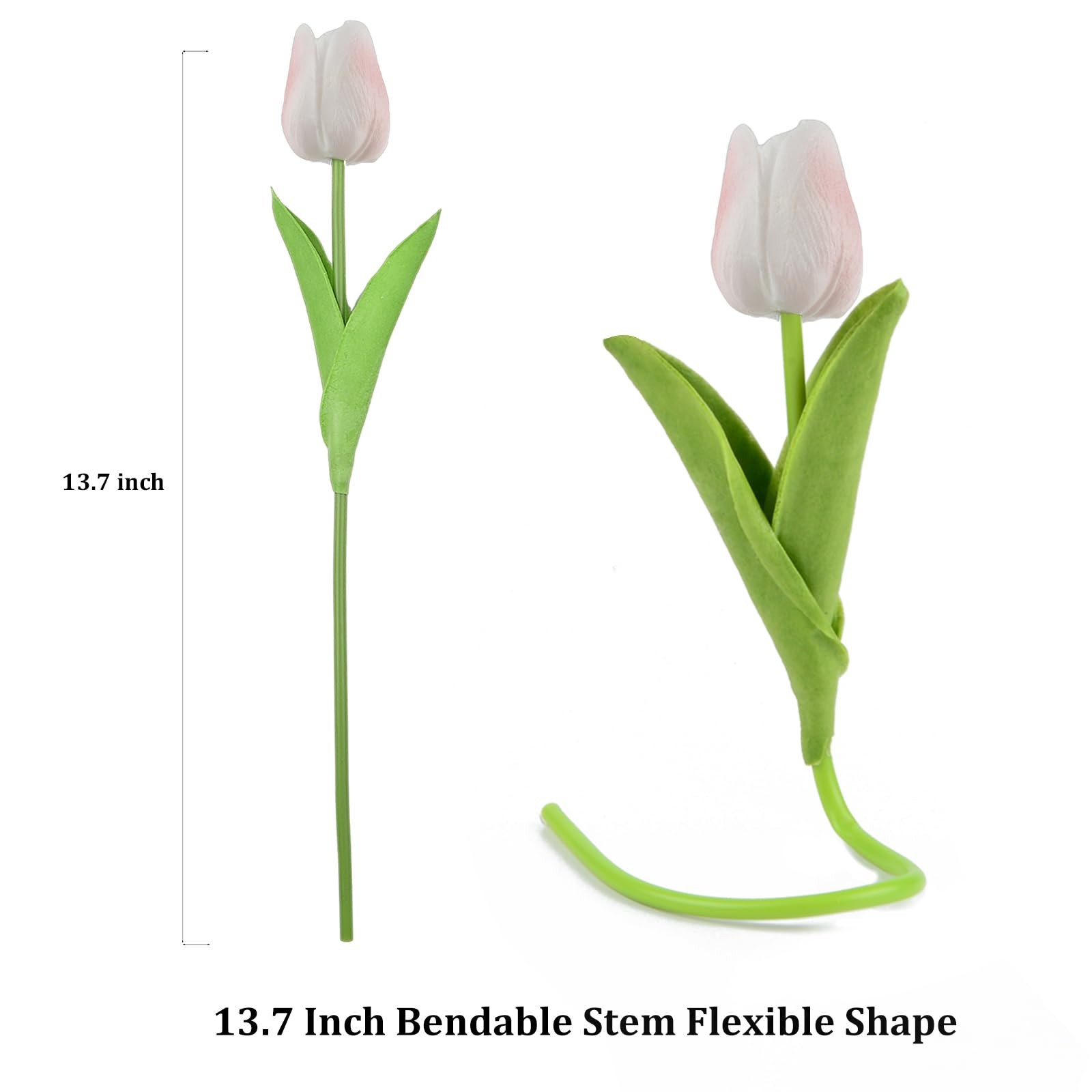 Light Pink Real Touch PU Artificial Tulips Fake Flowers Bouquet 20 PCS