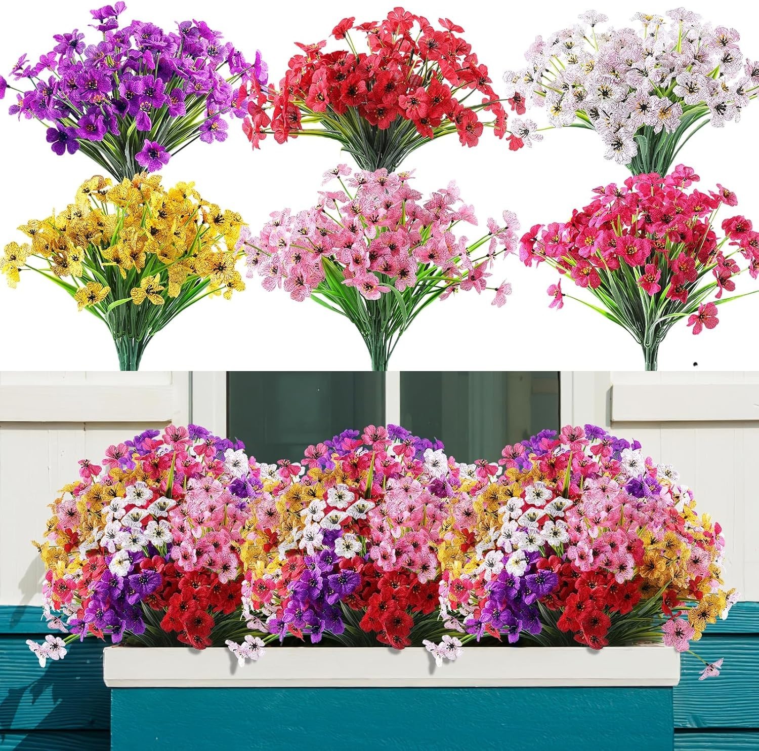 24 Bundles of No-Fade Artificial Flowers – Vibrant Faux Plants for All Occasions
