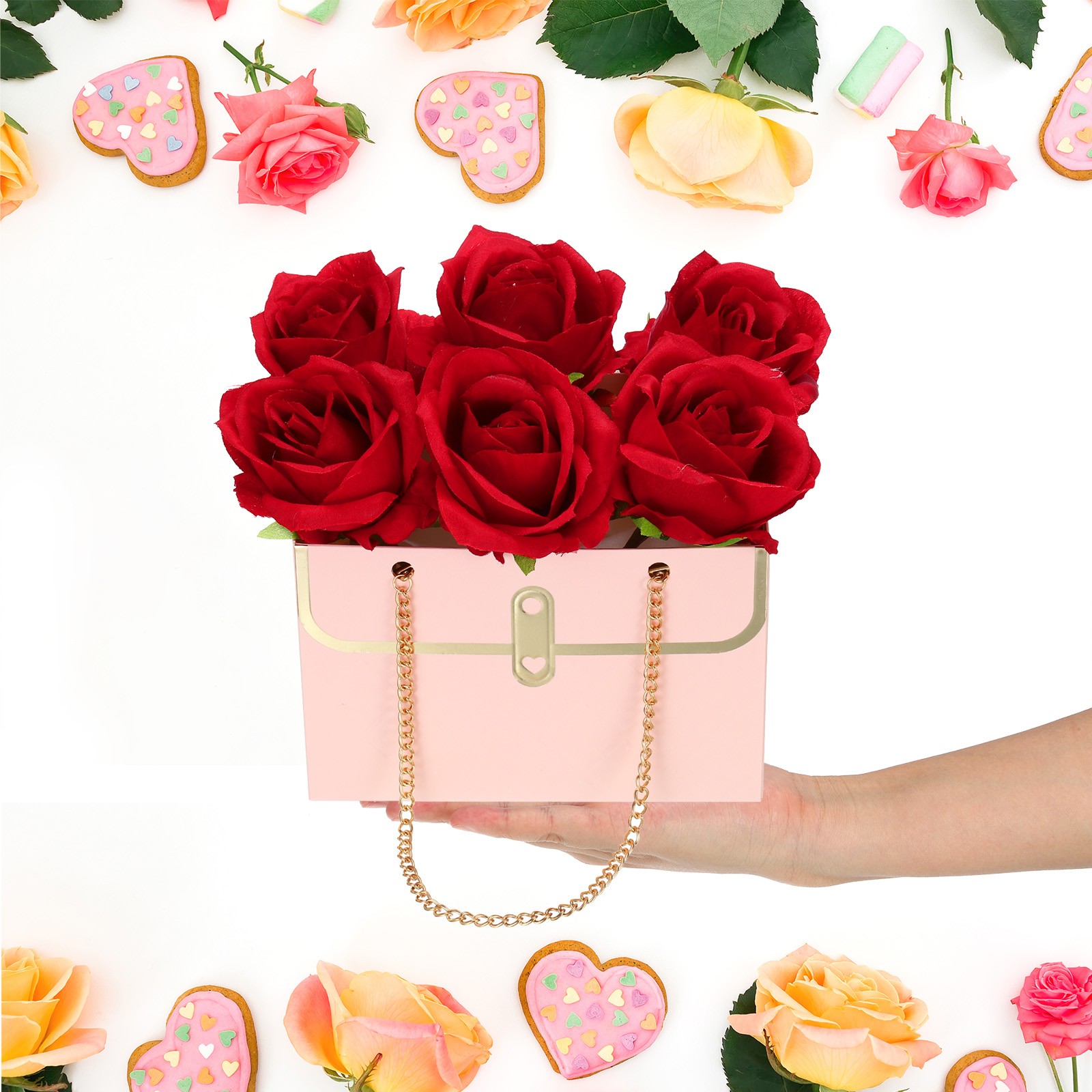Paper Flower Gift Bags, 9 Pack Florist Bouquet Bags Box