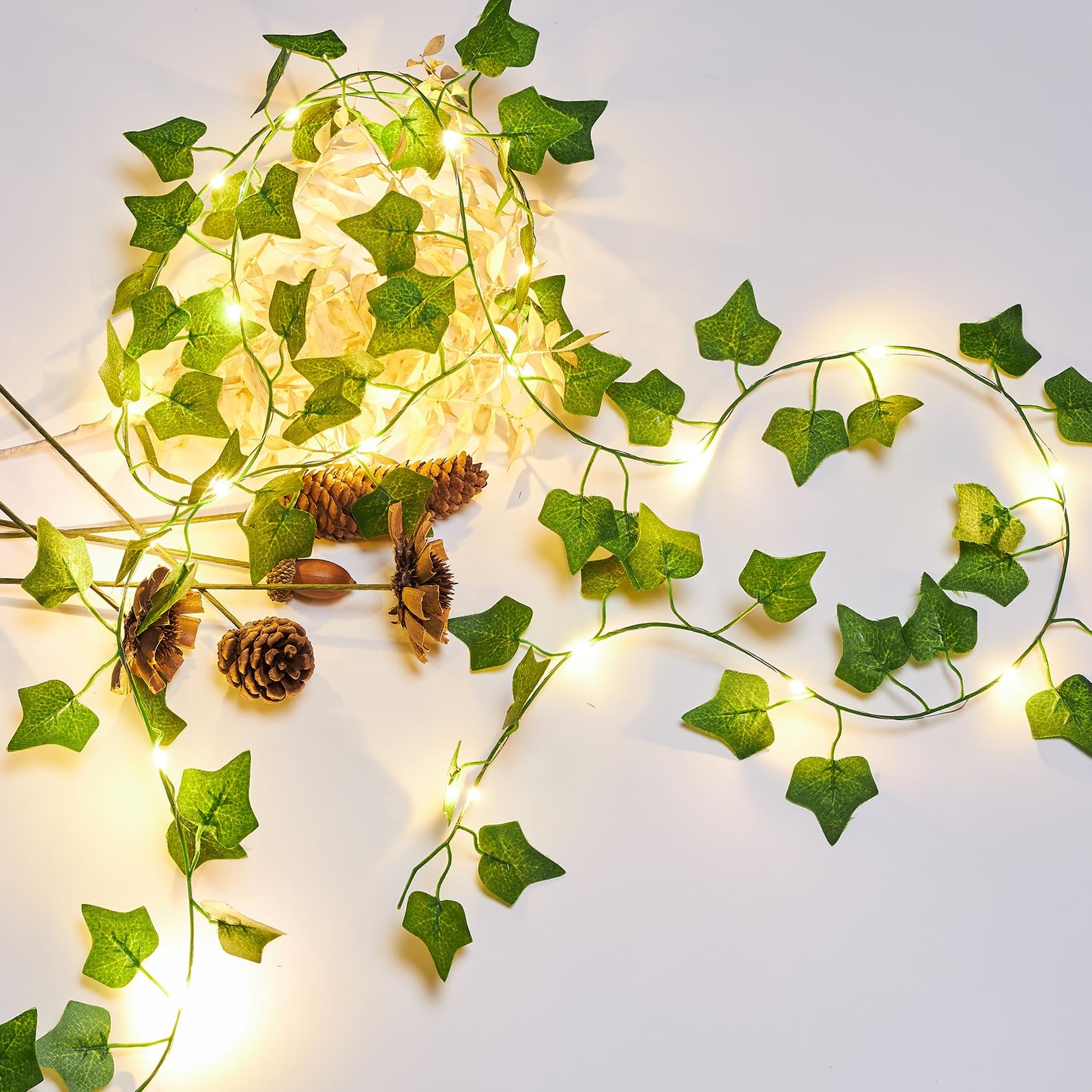 2 Pack 6.56 Ft Vines with Fairy Lights Battery Operated 40 LEDs Artificial