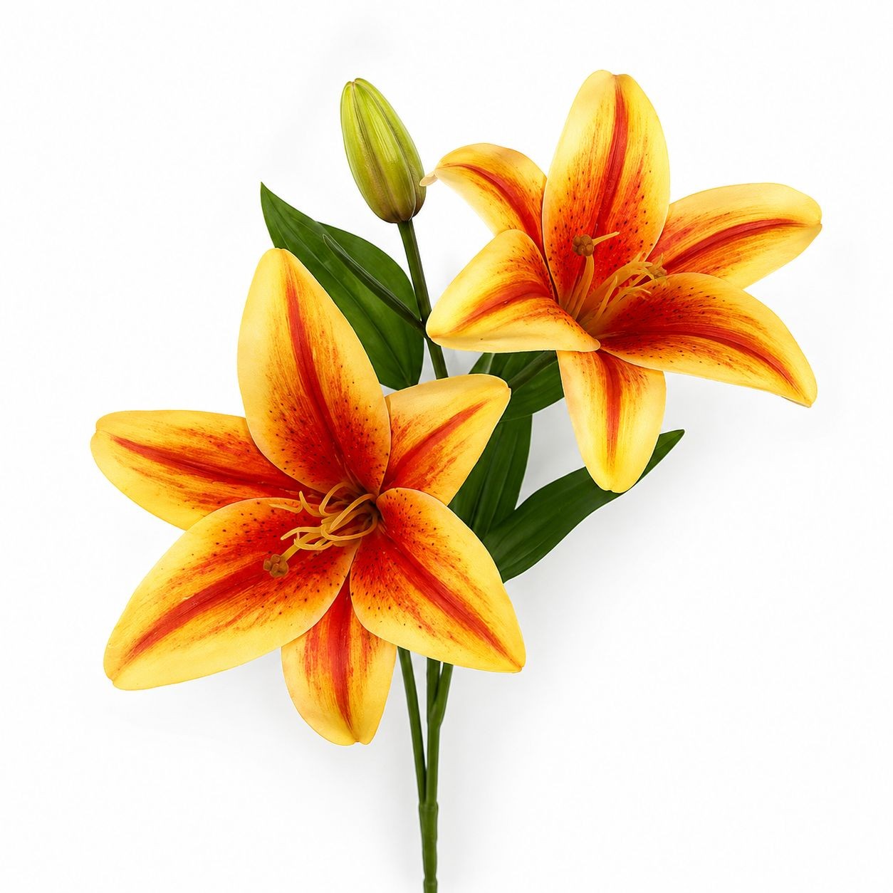 Real Touch Orange Lily Stems Set of 2, Artificial Tiger Lily Spray, Faux Fall Fl