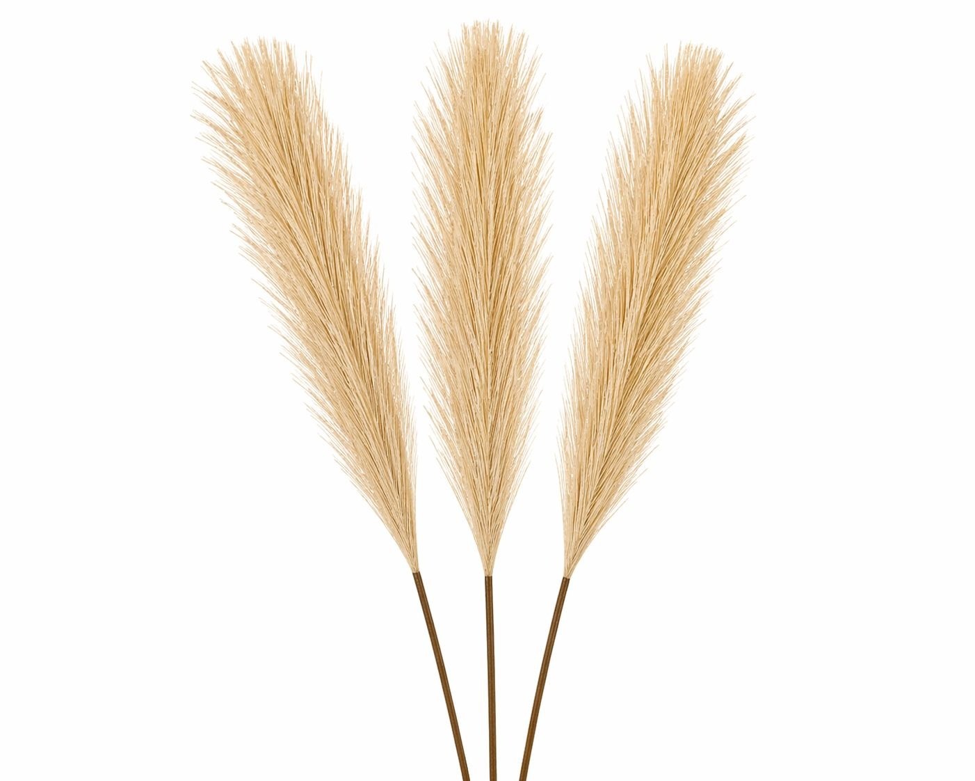Wheat Beige Pampas Grass 3 Stem Faux Pampas Golden Beige Boho Decor Neutral Vase