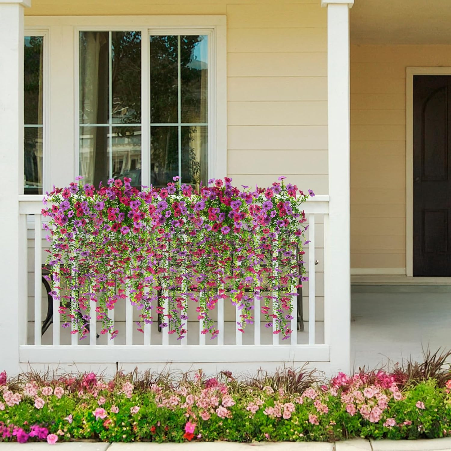 Artificial Hanging Flowers for Outdoors, 2 Pcs Plant Spring Summer Decoration