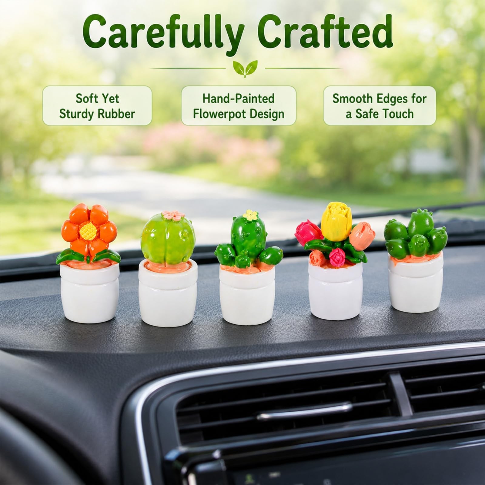 Mini Car Dashboard Decor, 5 Pack Faux Succulent Plants for Cars Interior Cute…
