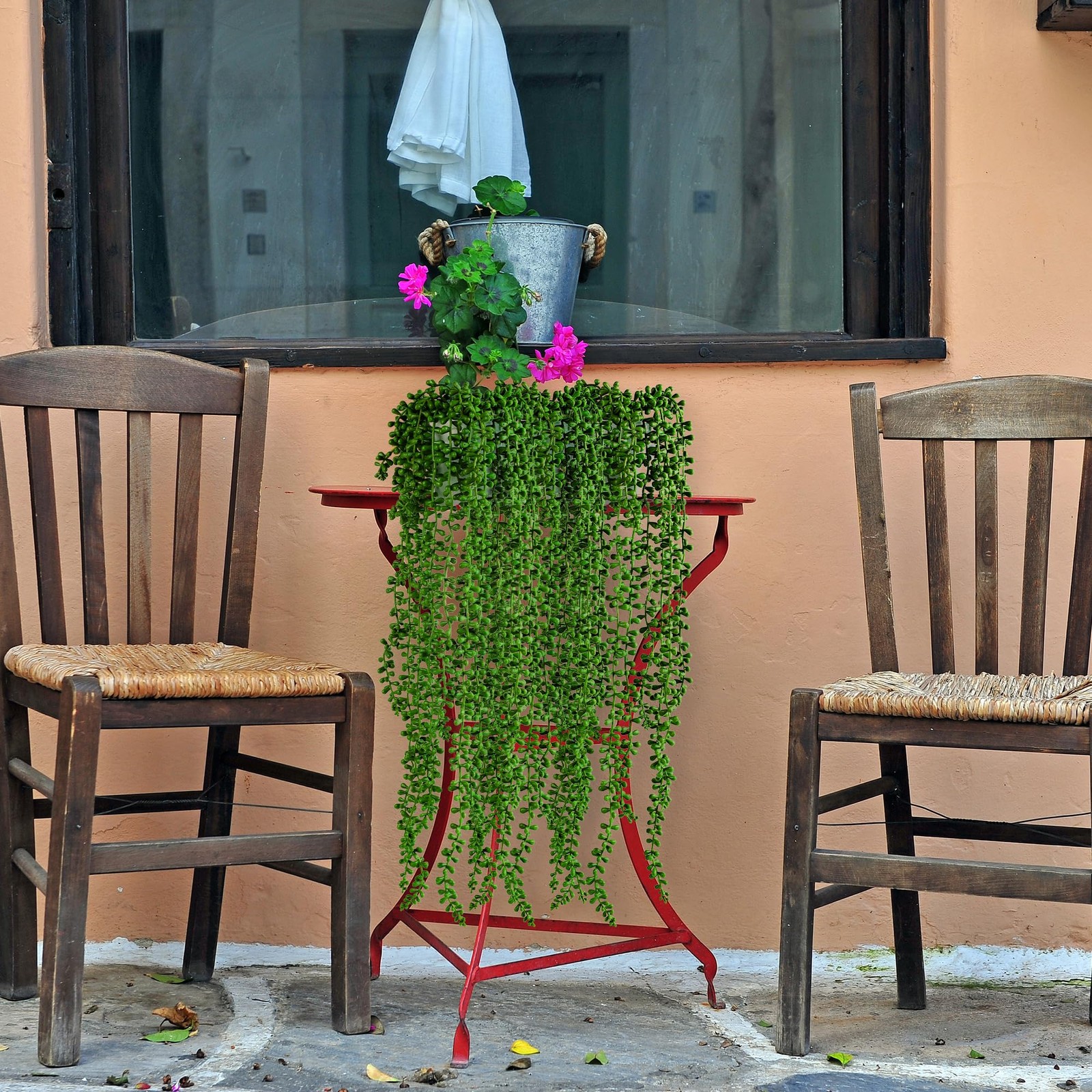 3PCS Artificial Succulents Hanging Plants,27.5 Inch Fake String of Pearls Gre…