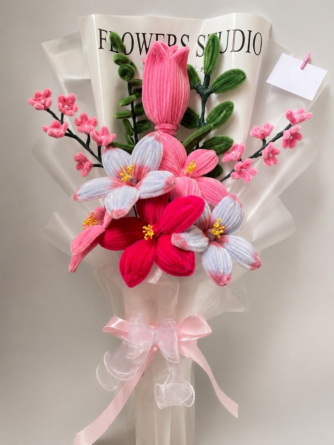 Handmade Pipe Cleaner Flower Bouquet – Unique Velvet Floral Gift for Her – Decor