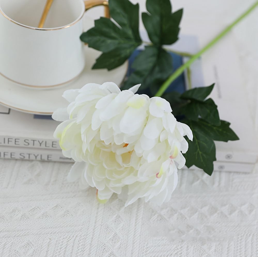 6cs Artificial Mums Flowers Fake Silk Chrysanthemum Balls Flower,18″ Flower B…