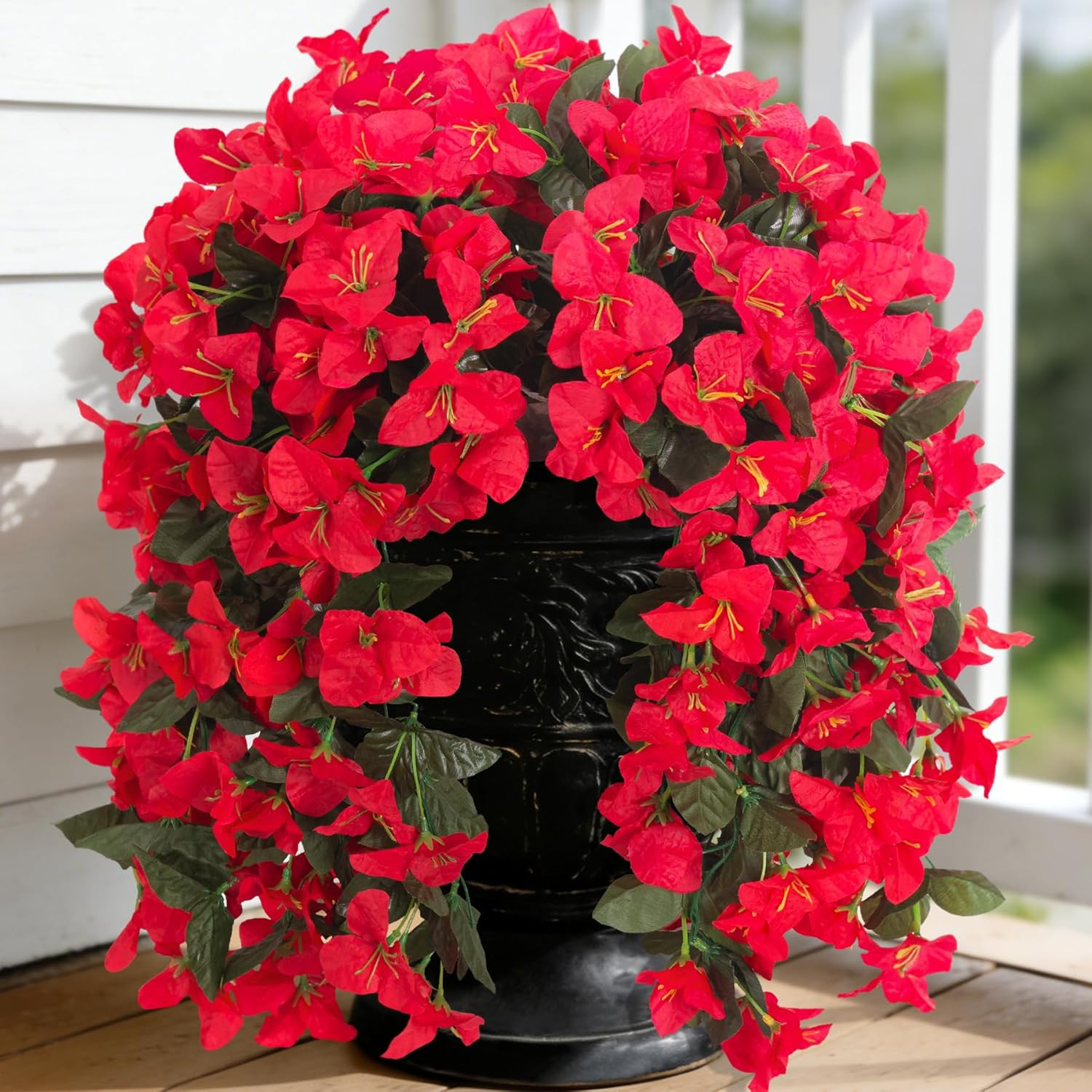 2 Pcs Artificial Faux Bougainvillea Flowers Plants for Outdoor outside Summer De