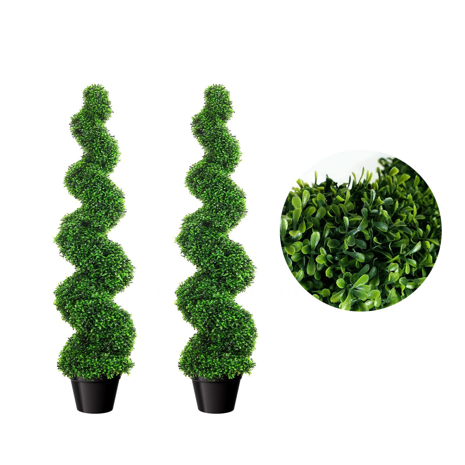 2 Pack 35″ Artificial Spiral Topiary Tree Fake Plant Indoor & Outdoor for Porch