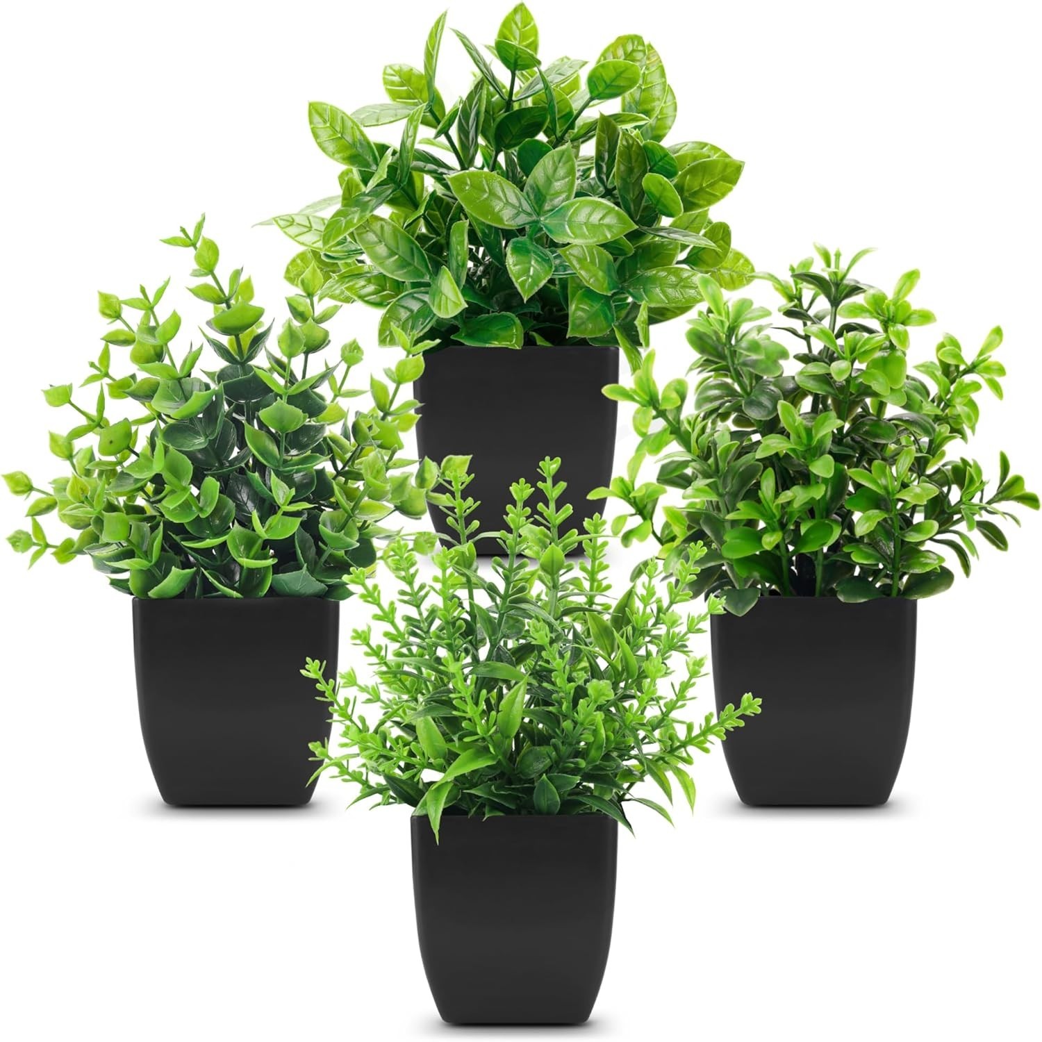 Eco-Friendly 4-Piece Black Faux Plant Set for Home, Office, and Halloween Decor