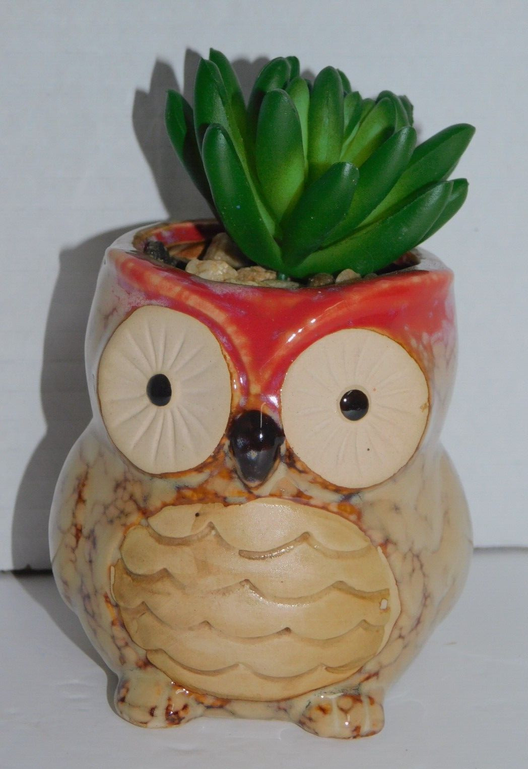 Artificial Succulent Plant in Owl Planter About 4 inch