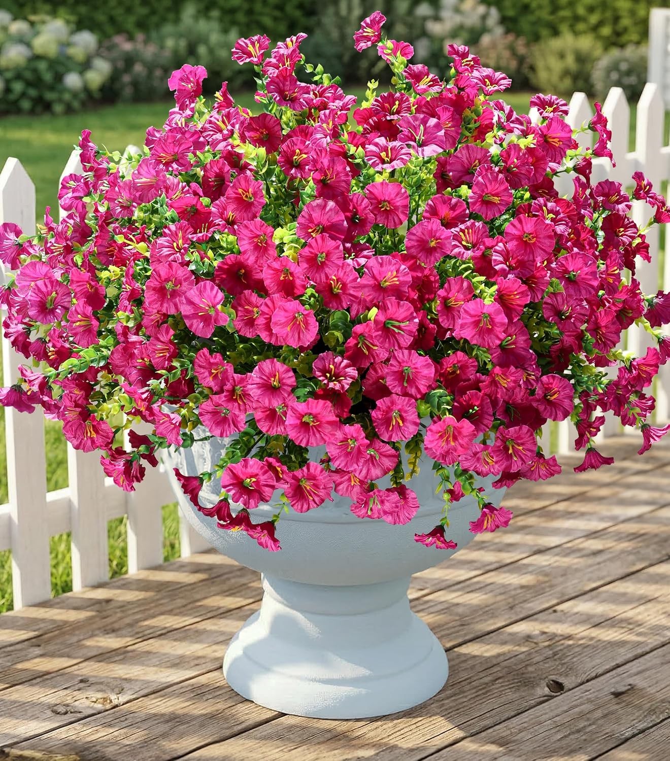 12 Bundles Artificial Morning Glory, Silk Eucalyptus UV Resistant Outdoor Decor