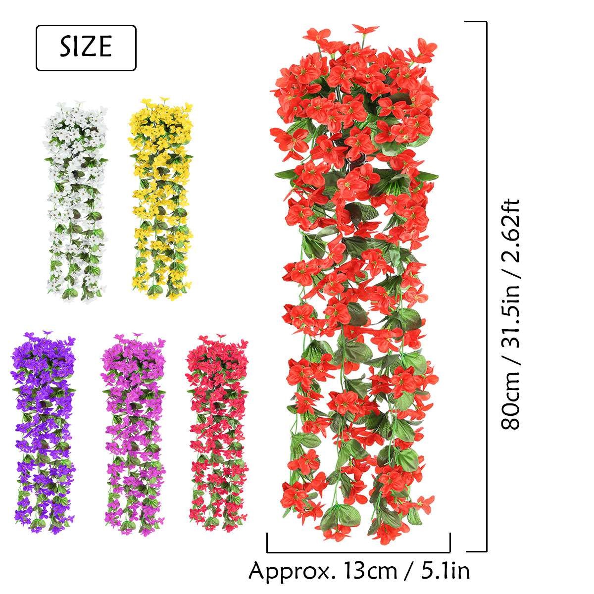 Artificial Hanging Violet Flowers, Lifelike Fake Vine Plants for Wall Decor Home