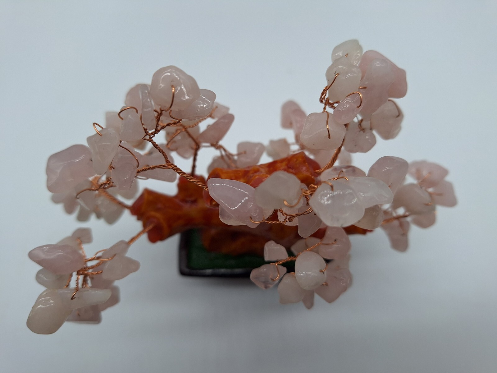 Bonsai Tree Natural Rose Pink Quartz Crystal 6 inches tall Money Tree