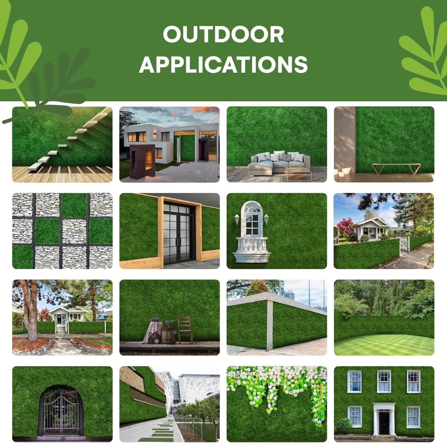 Realistic Grass Wall Panels – UV Protected – Pack of 12 – Includes Zip Ties