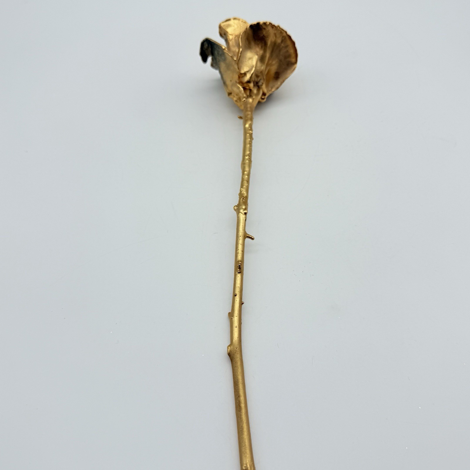 Vintage Brass Rose Long Stemmed 11 In Long Dimensional Rose Mother’s day
