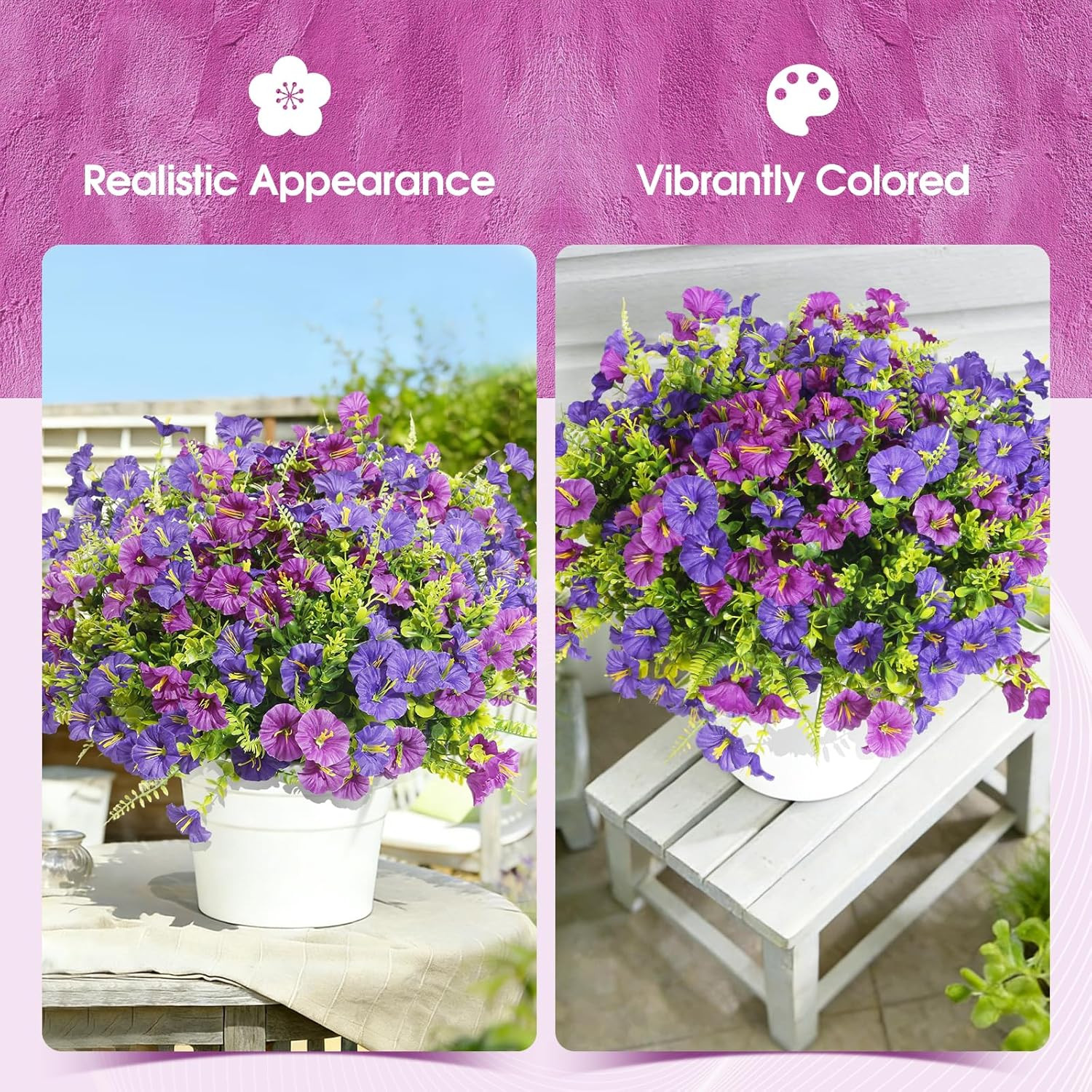 Artificial Morning Glory UV Resistant 36 Pcs Purple Spring Artificial Flowers Ou