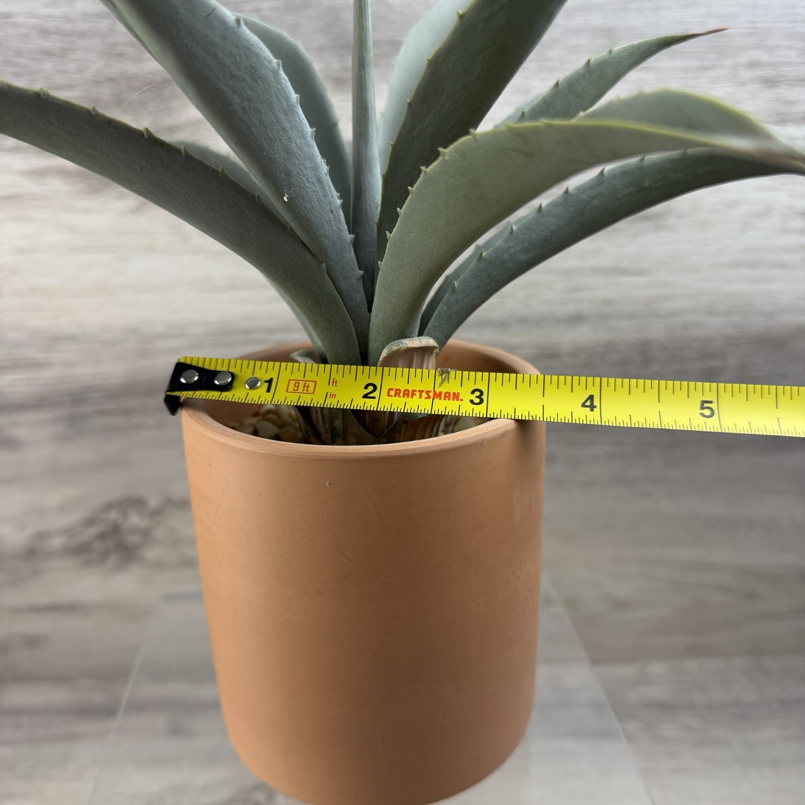Artificial Faux Fake Blue Agave Plant in Terracotta Pot Desert Bohemian 8” Tall