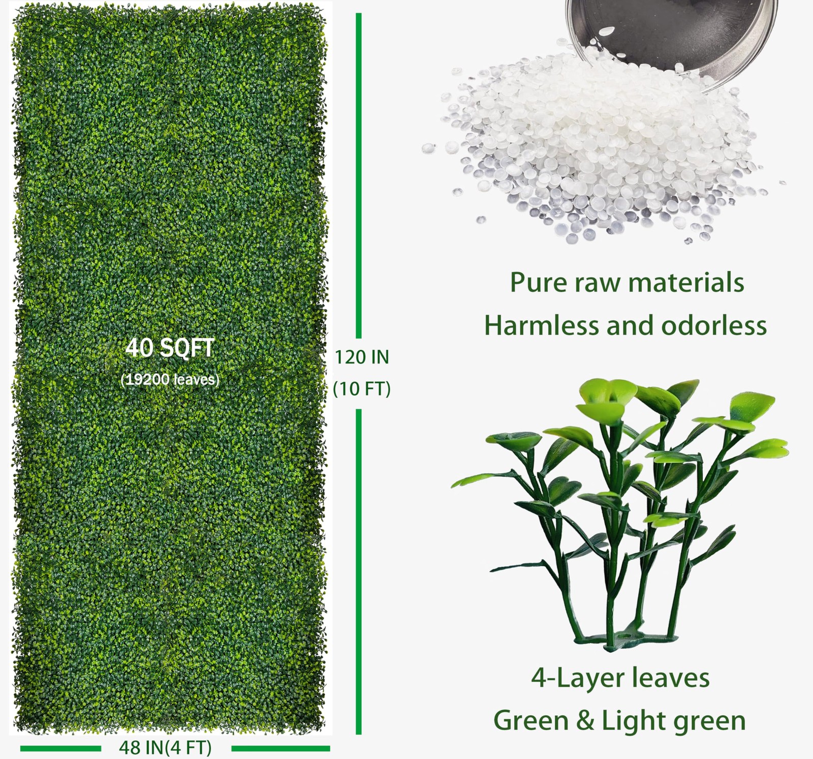 ODTORY Artificial Boxwood Roll Panels,48 X 120 in40 sqft UV-Anti Artificial I…