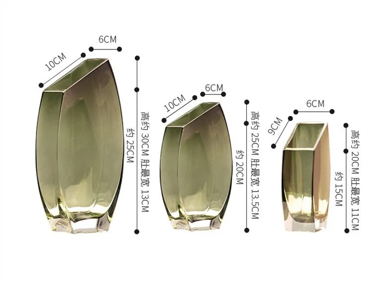 Square Transparent Glass Vase Nordic Luxury Ornaments Flower Arrangement