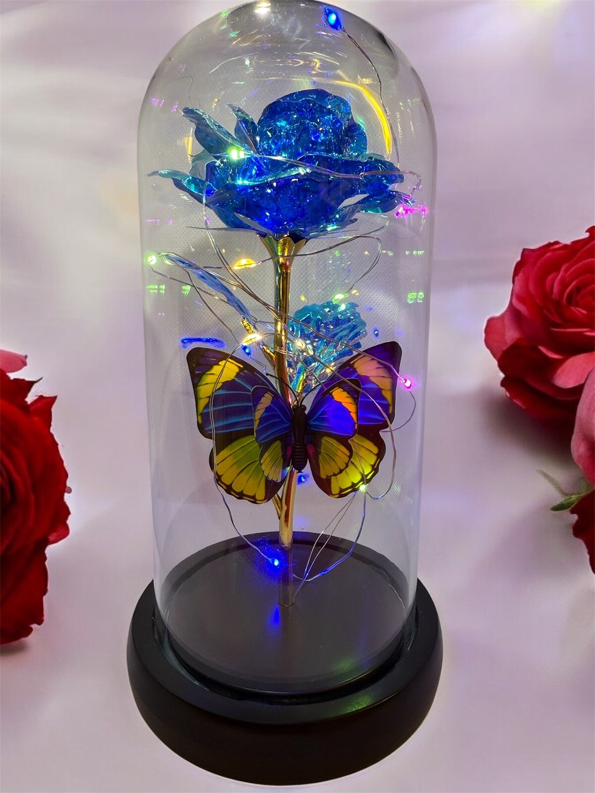 Eternal Forever Galaxy Rose Flower In Glass Dome LED Light Valentine’s Day