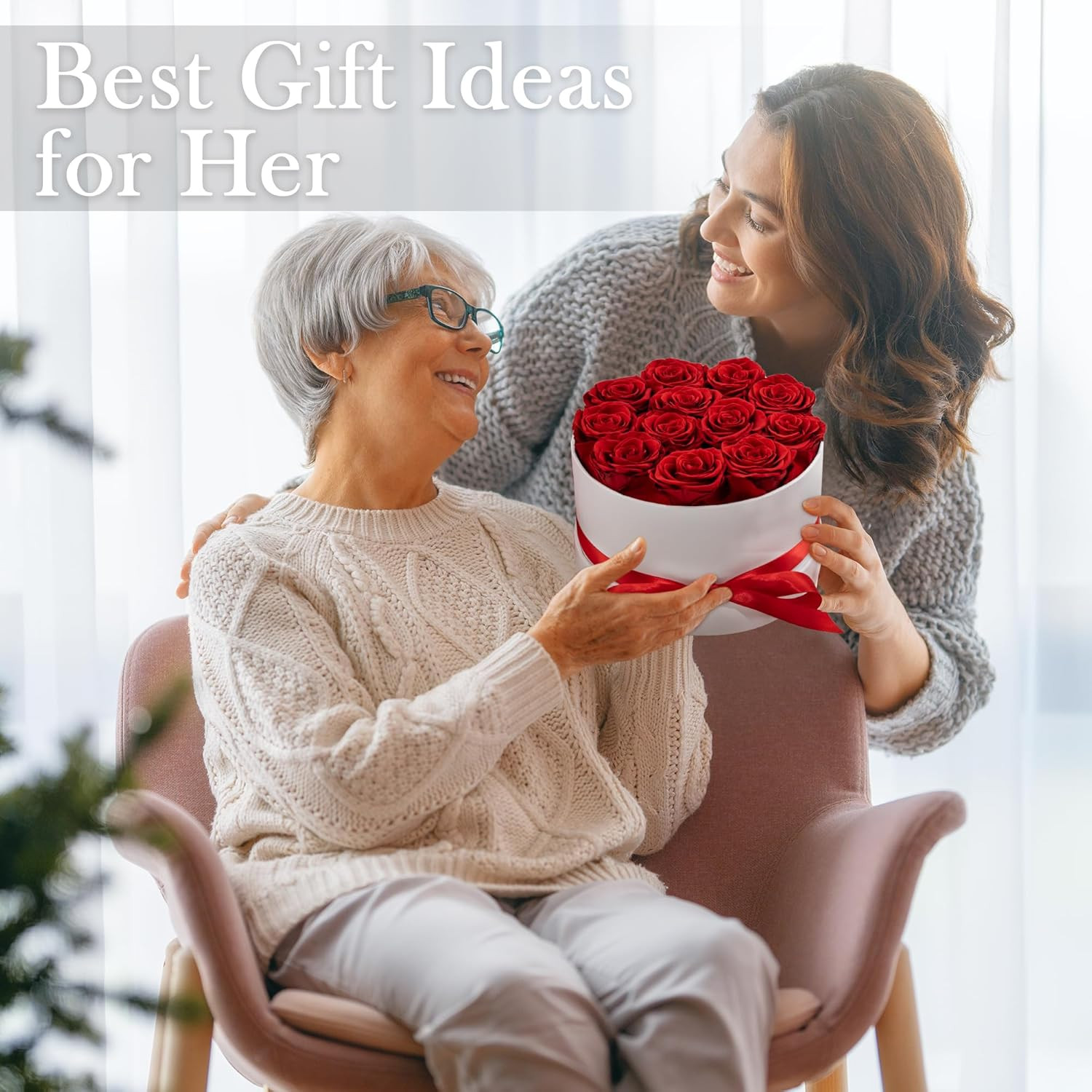 Preserved Roses in a Box, Blooming Real Roses Decor, Eternal Flowers for Deliver