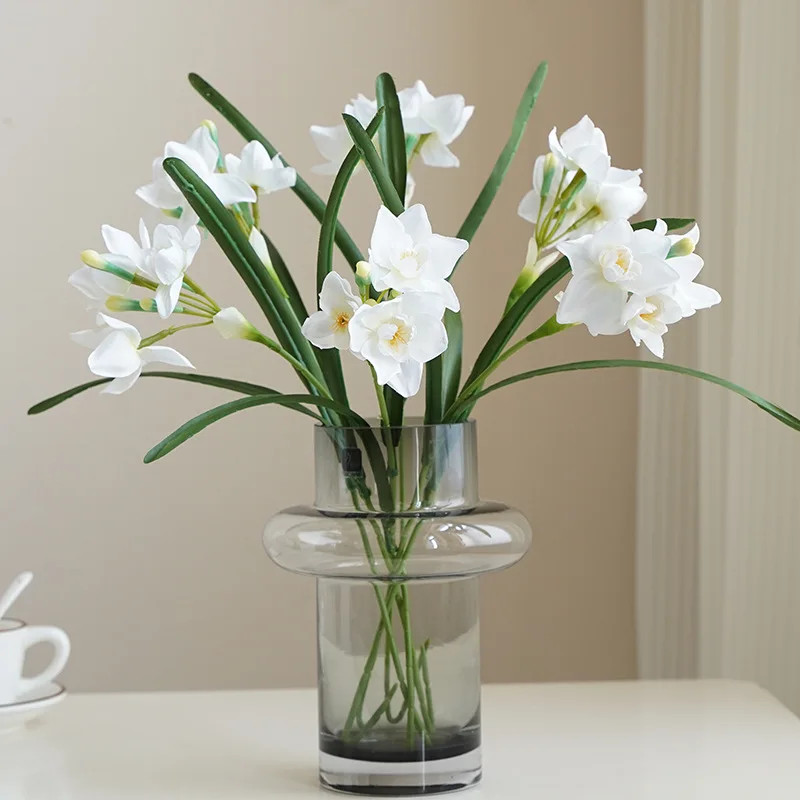 3/5/10Pcs Artificial Daffodils Flowers White Narcissus Spring Flower Fake Silk F
