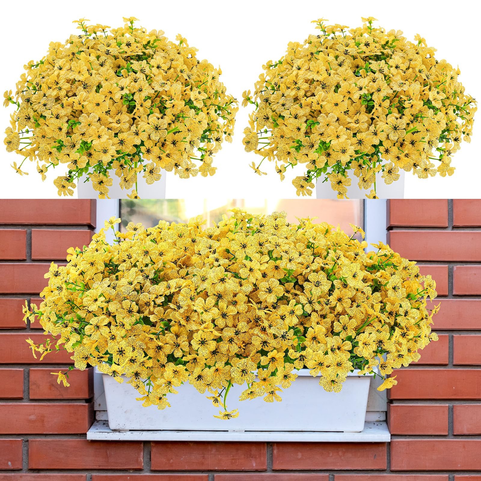 Ovveroche 56 Yellow Bundles Artificial Fake Plants Flowers for Outdoor Decora…