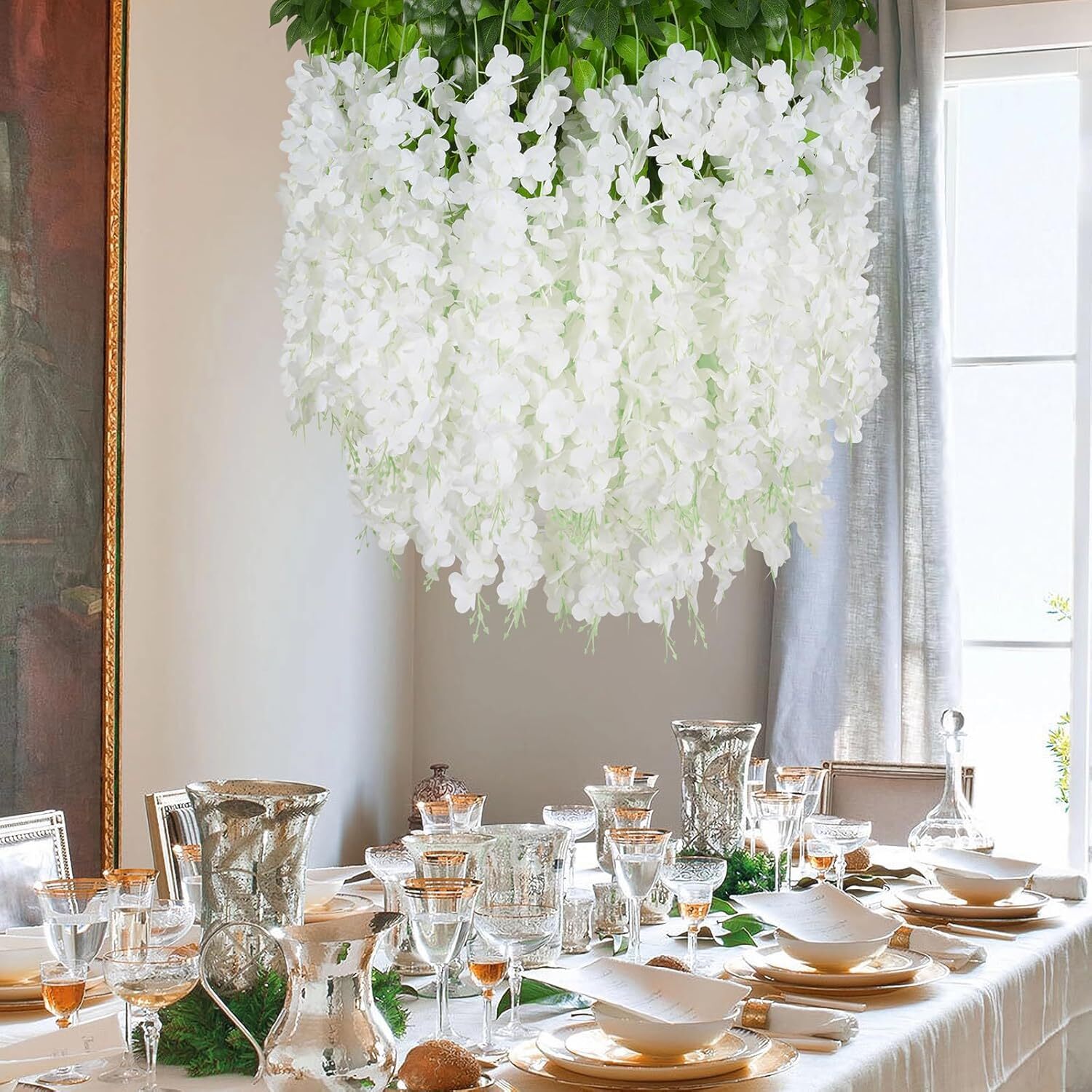 120pcs Artificial Wisteria Vine Garland Fake Flower Plant Garden Wedding Decor
