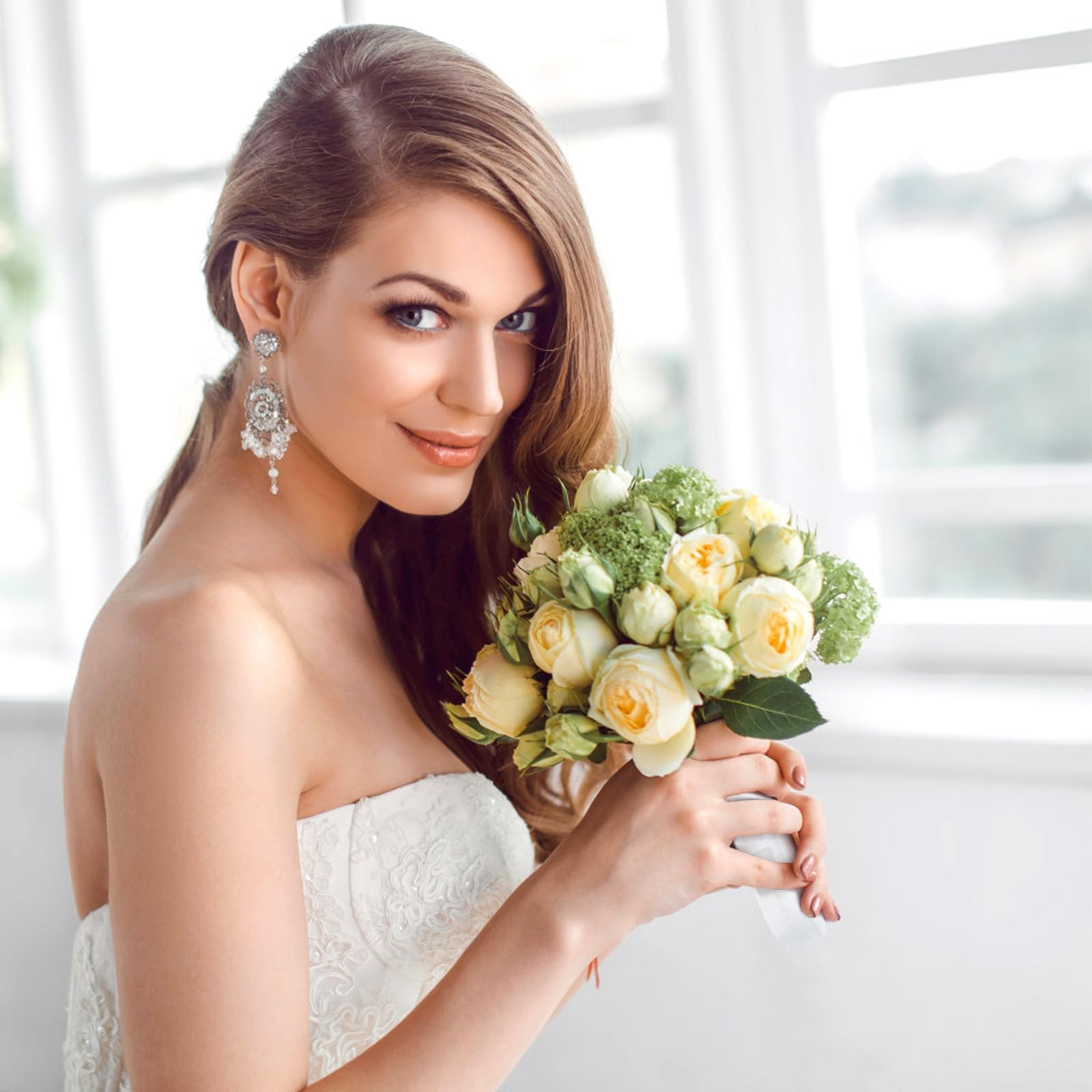 2 PCS Bouquet Holder Wedding Bridal Plastic Flower Foam Handle With Mud