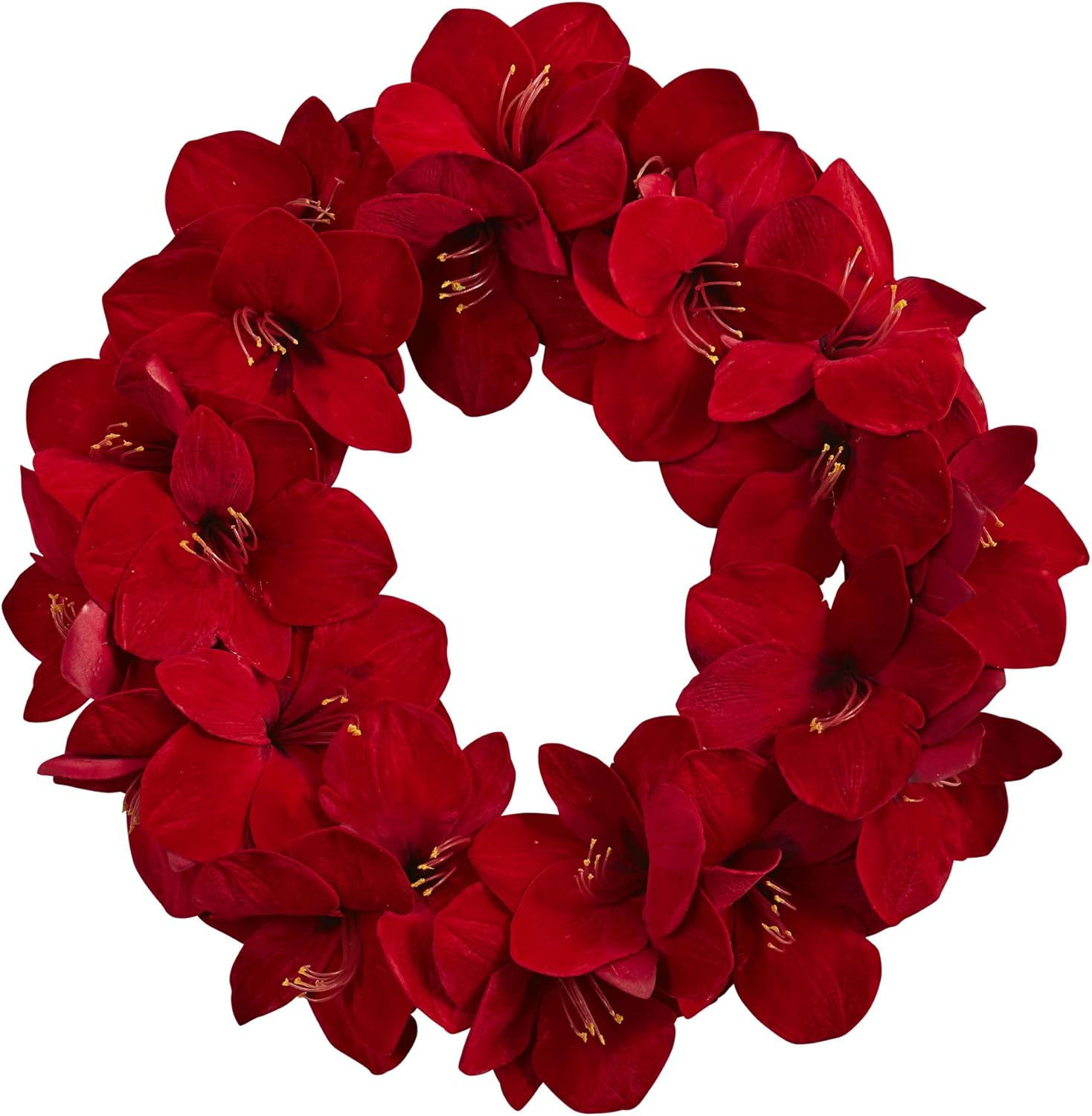 22In. Artificial Amaryllis Wreath