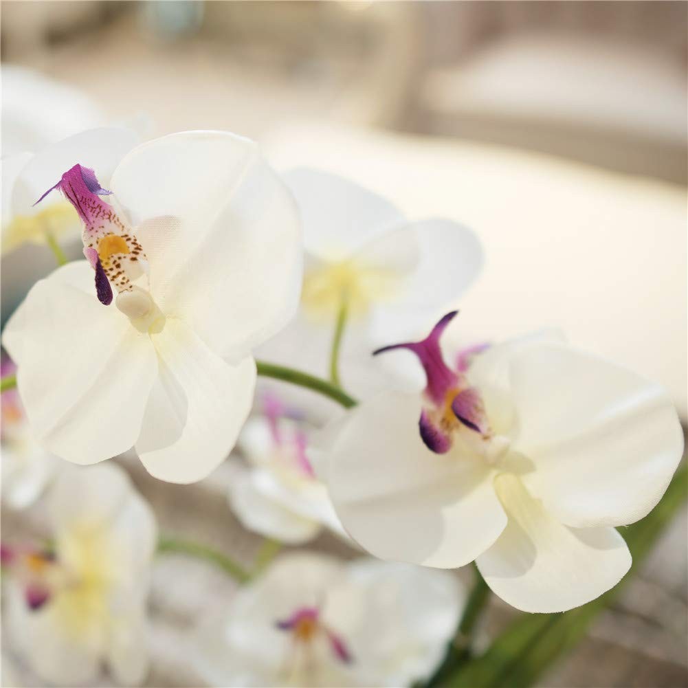 Large Artificial Potted Orchid Plant, Silk Flower Arrangement with Ceramics V…