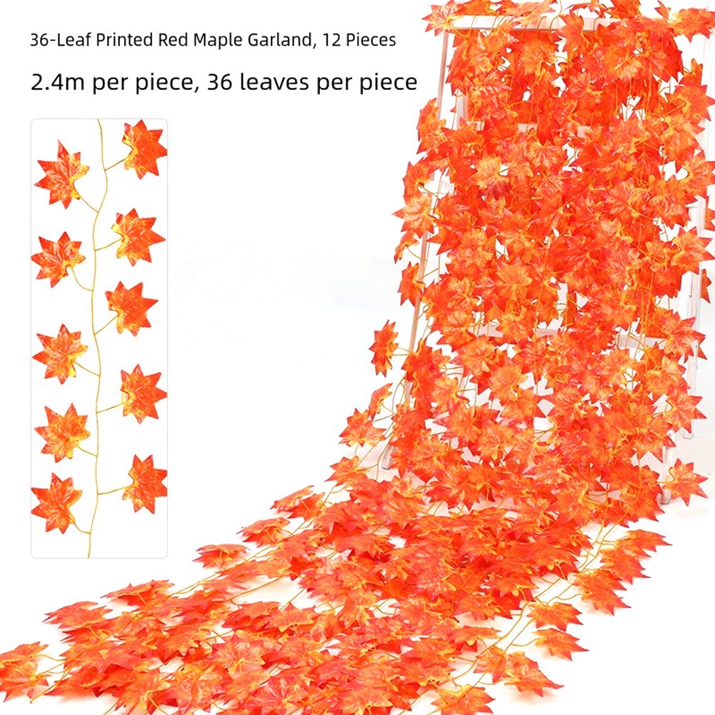12 Strands Autumn Garland 2 4 M Long Leaf Decor for Door Frames and Railings