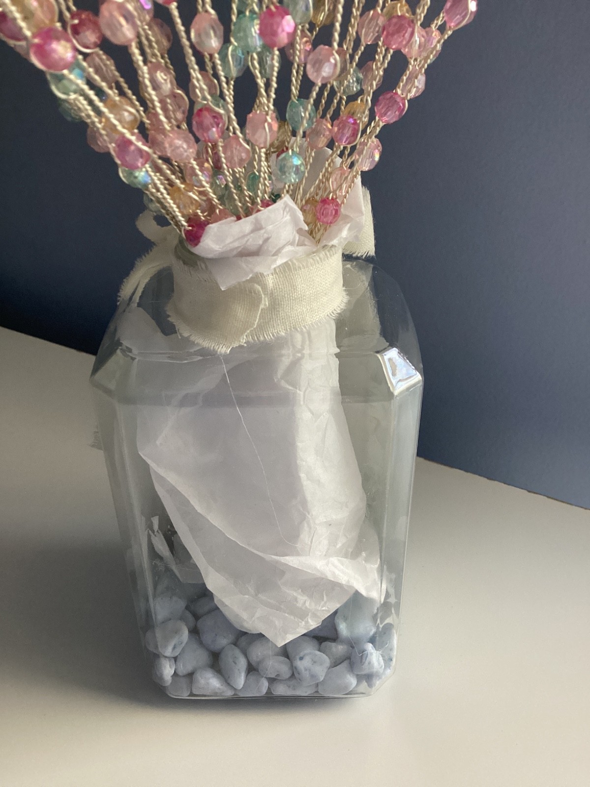 HANDMADE BOUQUET BUTTERFLY FLOWERS DECOR PINK PASTEL COTTAGE FARMHOUSE NWT
