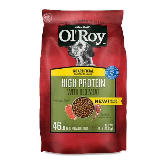 Ol’ Roy High Protein with Red Meat Dry Dog Food, 46 lb Bag