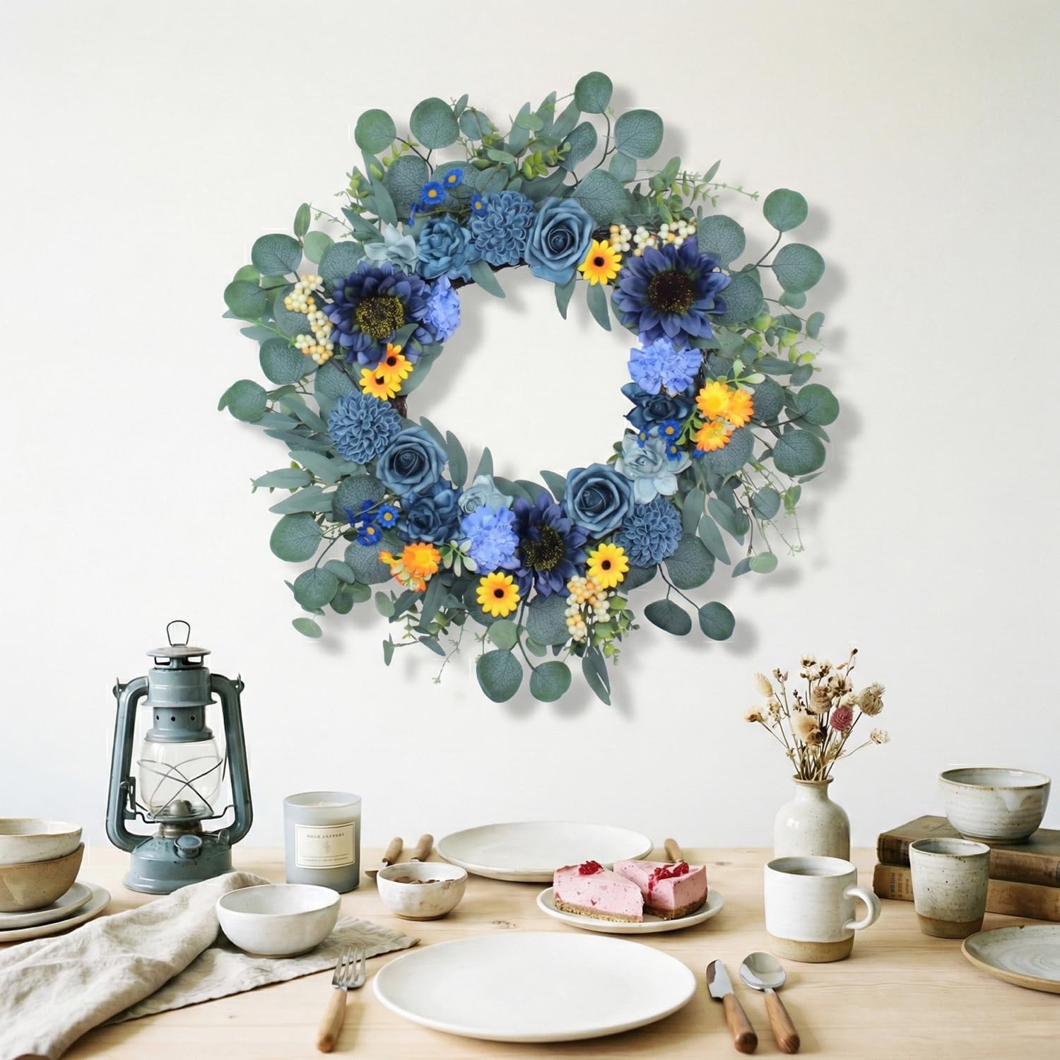 22In Sunflower Summer Wreath Greenery Front Door Farmhouse Porch Decor